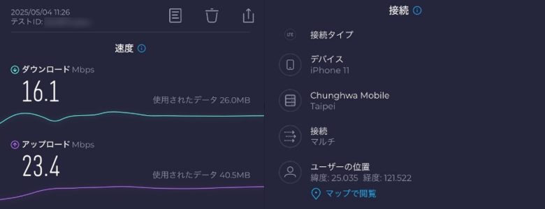 中正記念堂の通信速度