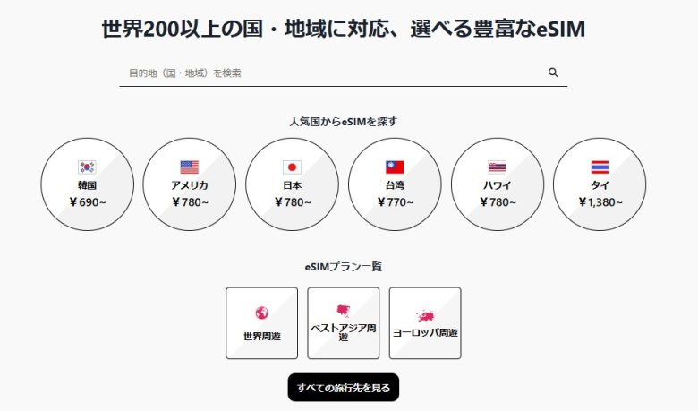 eSIM Squareの対応国の画像