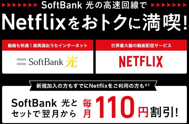 ソフトバンク光 光回線とのセットで毎月110円割引
