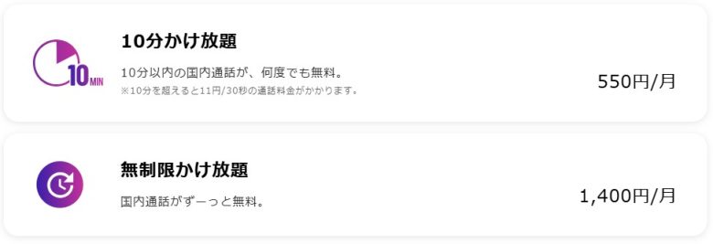 y.u mobile国内通話が定額