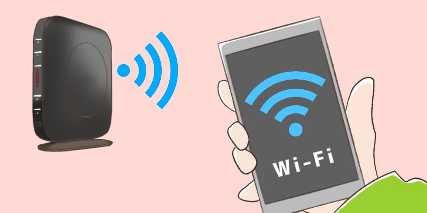 スマホとルーターをWiFiで接続するイラスト