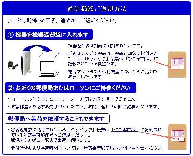 フレッツADSL レンタル機器返却方法