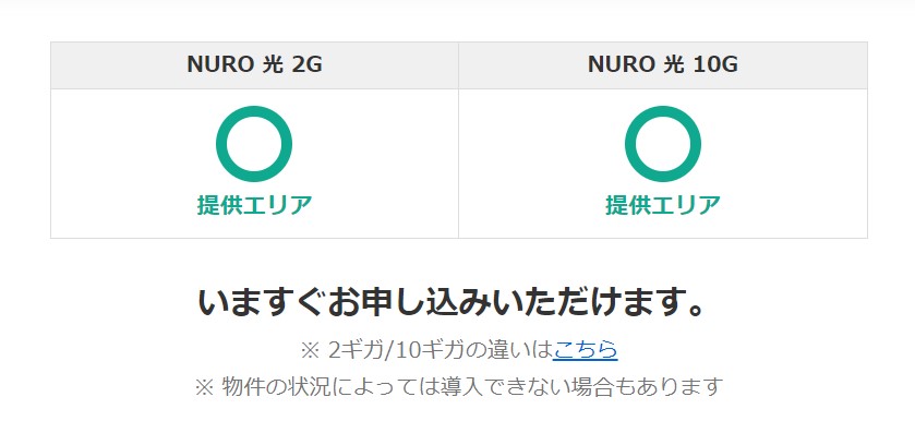 NURO光特設サイトからの申し込み手順②:NURO光の提供エリア内か確認する
