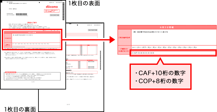 「ドコモ光」開通のご案内の例