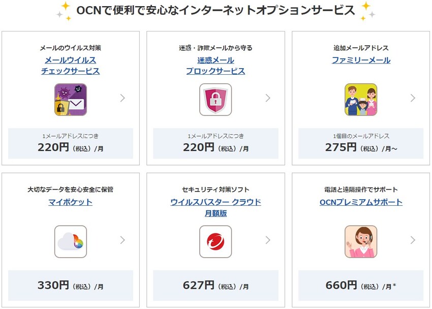 OCNインターネットのオプション