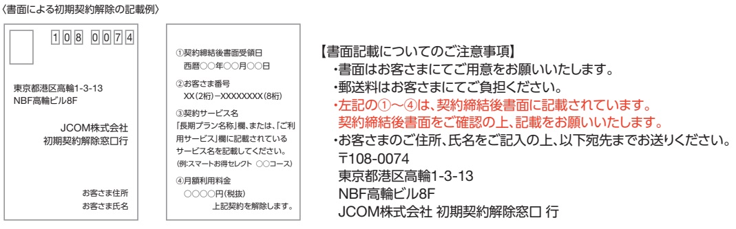 J:COMの初期契約解除する際の書面 例