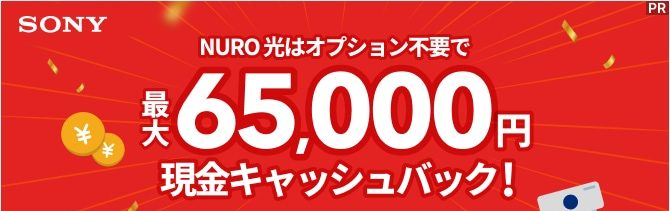 NURO光はオプション不要で最大65,000円現金キャッシュバック
